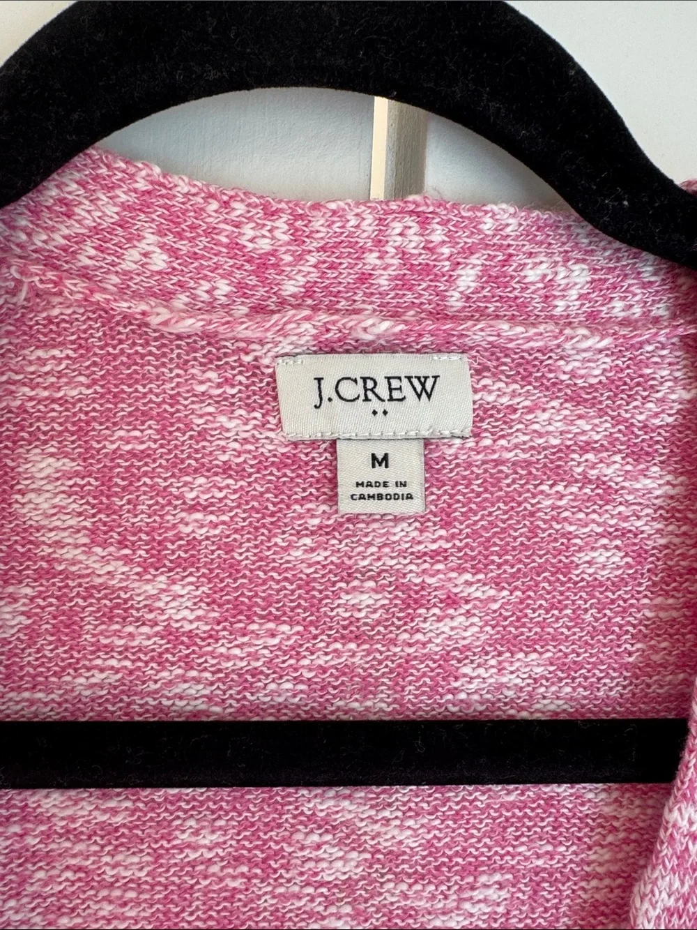 J. Crew Pink Marled V-Neck Button Front Cardigan
